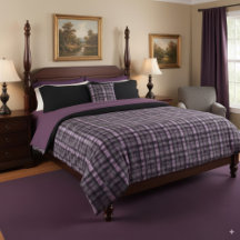 Dark Purple Plaid Duvet Cover and Pillowcases