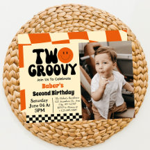Retro Two Groovy Boy 2nd Birthday 