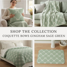 Coquette Bows Ginham Pattern Cream and Sage Green