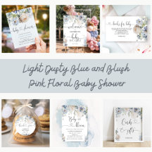 Light Dusty Blue and Blush Pink Floral Baby Shower