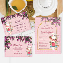 Pink Tea Cup Floral Bridal Shower Party Collection