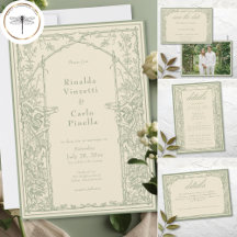 Sage Ivory Vintage Botanical Trellis Arch Wedding
