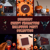 Burgundy Creepy Characters Halloween Party