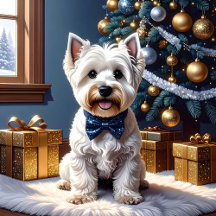 West Highland White Terrier With Christmas Tree