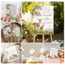 Pastel Woodland Deer & Wildflower Baby Shower Coll