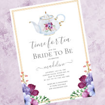 Vintage Time for Tea Bridal Shower Invitations 