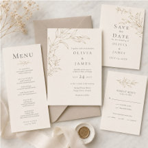Ivory & Antique Gold Botanical Wedding Suite