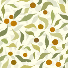 Orange Berries and Leaves on creme - pattern.