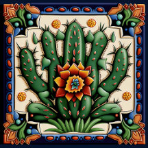 | Mexican Huichol Style Ceramic Tile |