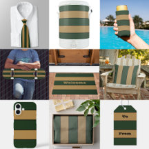 Classic Christmas Gold And Green Stripes