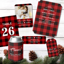 Rustic Red Buffalo Plaid Winter Cabin Wedding