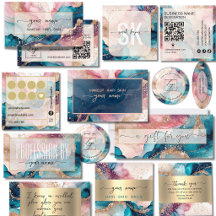 Watercolor and gold foil Iridescent Business Suite