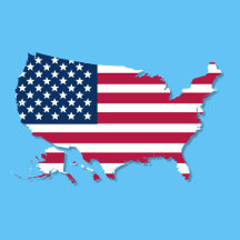USA Map Flag Red White Blue Stars and Stripes