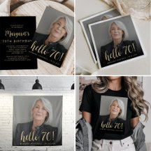 Custom Photo Hello 70 Birthday Party