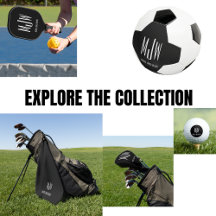 Gifts for him Black and White Modern Monogram Name