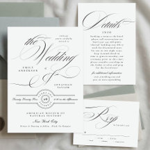 Formal Elegant Calligraphy Black Tie Wedding