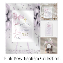 Baptism Collection Girl - Modern Pink Bow Theme