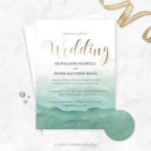 Wedding Invitations Watercolor Foil