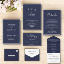 Minimal Chic Navy Blue White Wedding Collection