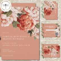 Vintage Rustic Rust & Peach Peonies Wedding