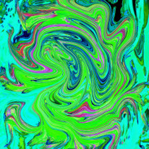 Lime Green and Blue Groovy Abstract Retro Art