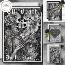 Dark Gothic Black & White Skeleton Couple Wedding