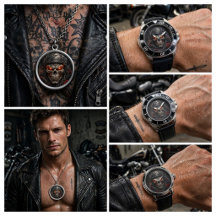 Fiery Inferno Skull , Men's Burning Orange 