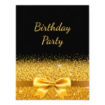 80th birthday party - glam gold bow on black 
