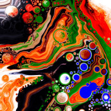 Black, Orange, Green Marble Art