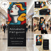 Modern Pop Art Retro Colorful Hair Makeup Business