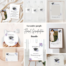 Watercolor Lavender Purple Floral Graduation Party