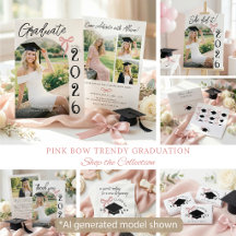 Trendy Pink Bow Graduation 