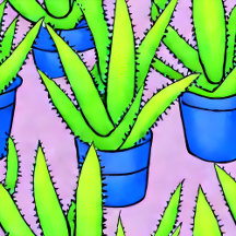 Purple and Lime Green Aloe Vera Pattern