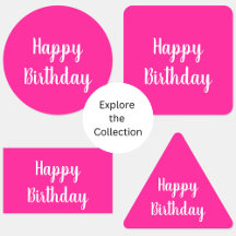 Happy birthday stickers in hot pink