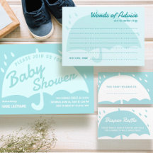 Modern Simple Blue Umbrella Rain Baby Shower