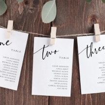 Modern Calligraphic Hanging Cards Seating Chart