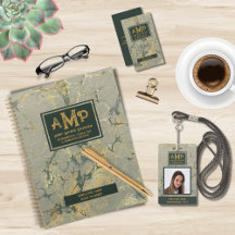 Green and Gold Textured 3 Letter Monogram Logo