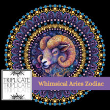 Whimsical Aries Zodiac Mandala Scrapbook Paper