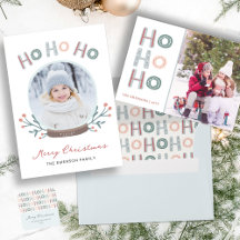 Cute Ho Ho Ho Snow Globe Holiday Christmas Cards