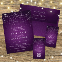 Royal Purple String Lights Wedding Invitations