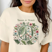 Beautiful Retro Graphic Floral Peace Sign 