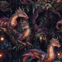 Purple Dragons Perched in Trees