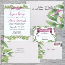 Purple & Green Watercolor Wedding Suite