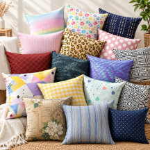 A collection of assorted cushions with various 3
