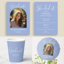 Minimalist Script Type Graduation Party (Blue)