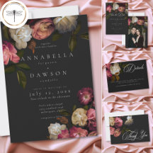 Burgundy & Pink Romantic Rose Black Moody Wedding