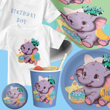 Baby Elephant Birthday Boy