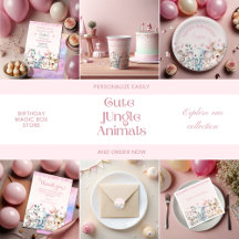 Cute Pink Watercolor Wildlife Animals