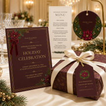 Burgundy Velvet Poinsettia Holiday Collection