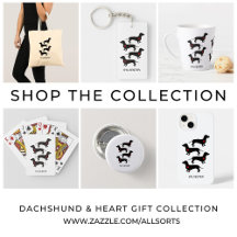 Black Dachshunds with Little Red Heart